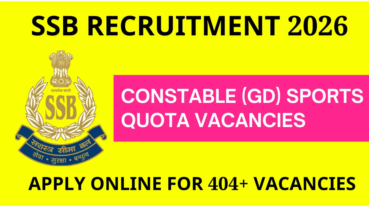 SSB Recruitment 2026: 404 Constable (GD) Sports Quota Vacancies – Apply Online Now
