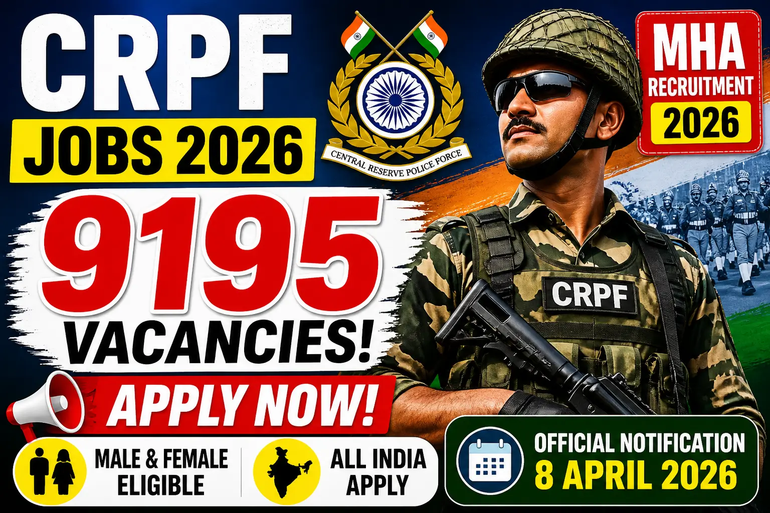 CRPF Jobs 2026: Apply Online @ crpf.gov.in – Important Dates & Eligibility