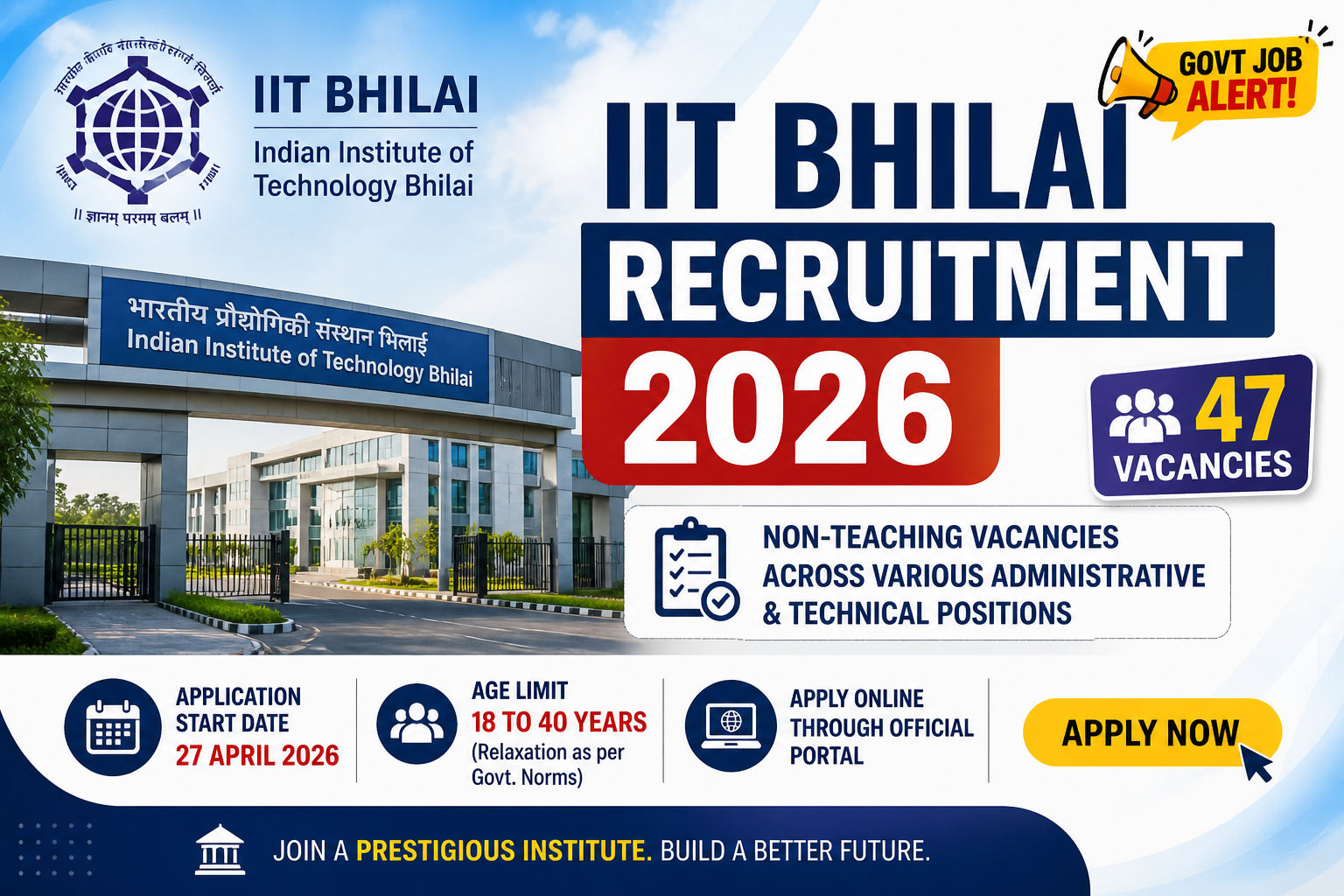 IIT Bhilai Recruitment 2026 | Apply Online | Latest Vacancies