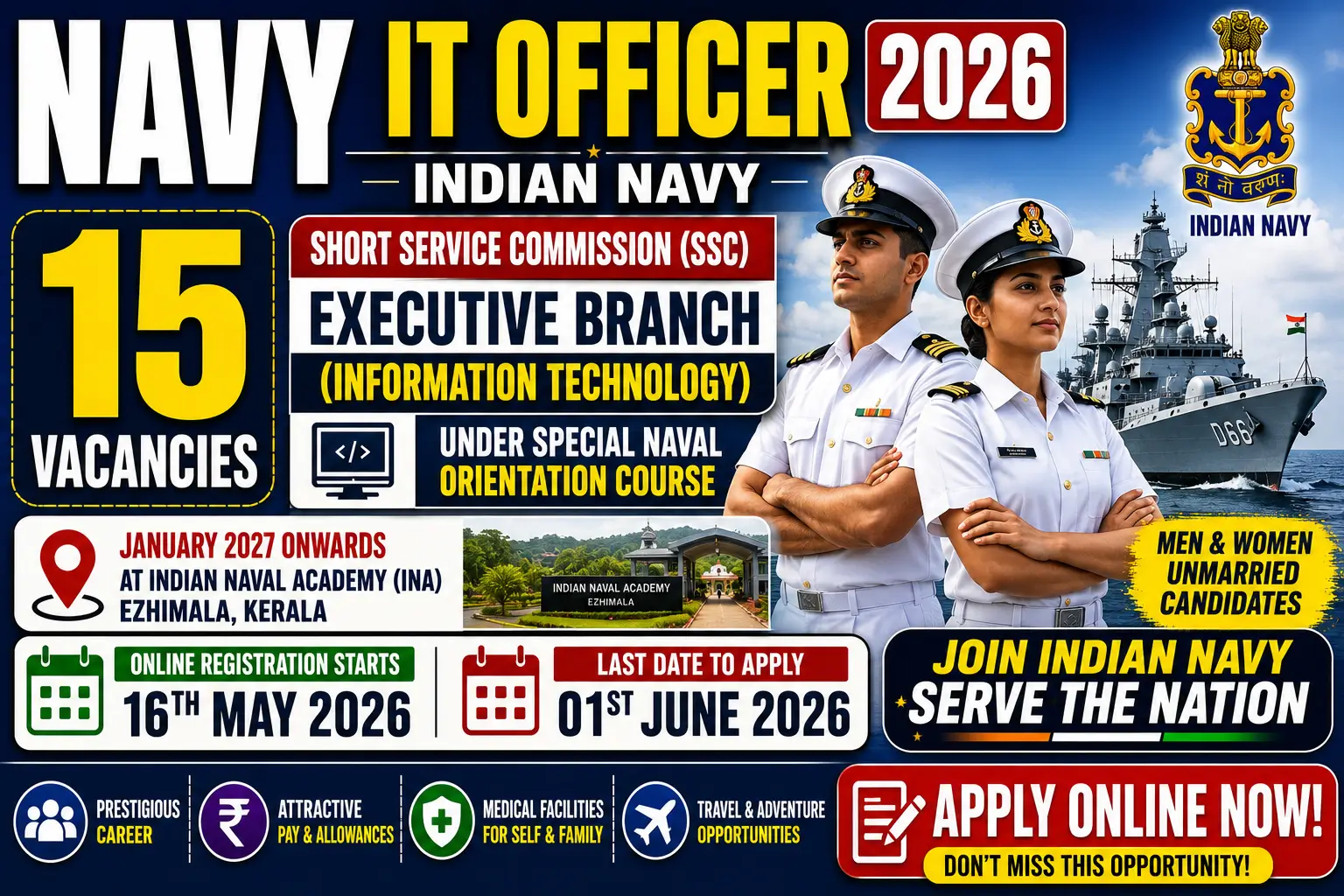 Indian Navy SSC IT Vacancy 2027: Notification PDF & Direct Apply Link