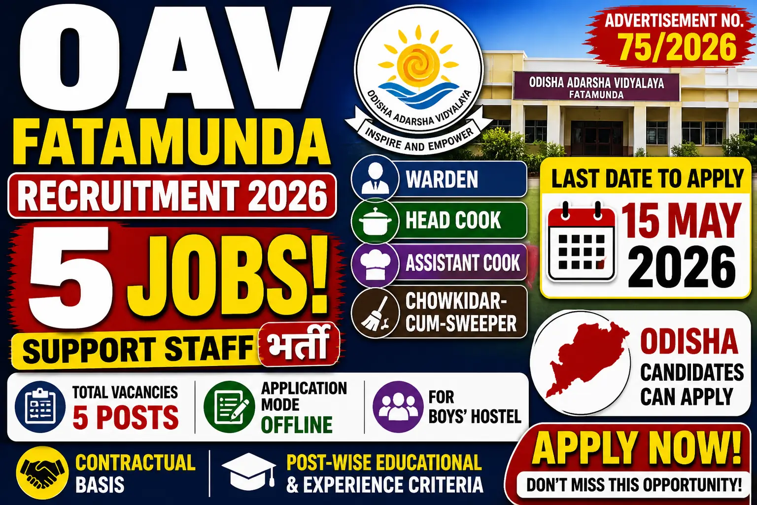 OAV Fatamunda Recruitment 2026: Support Staff Vacancy, Eligibility & Apply Details