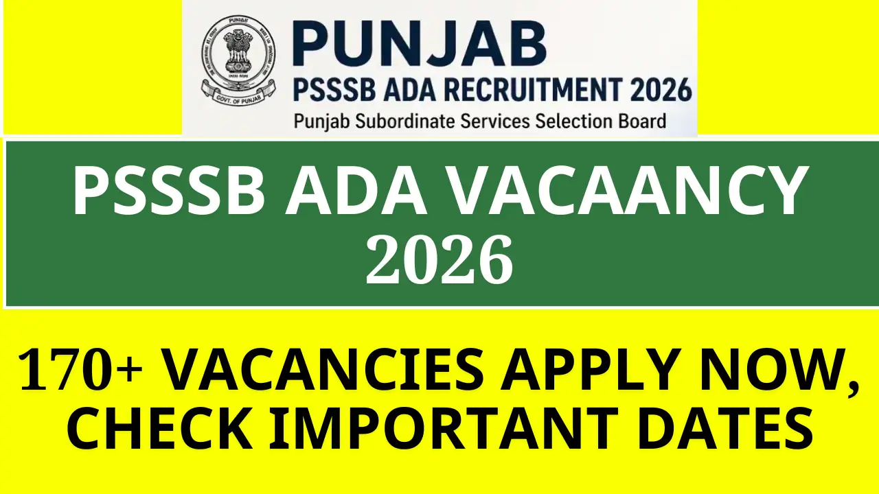 PSSSB ADA Vacancy 2026 Apply Online @ sssb.punjab.gov.in – Important Dates