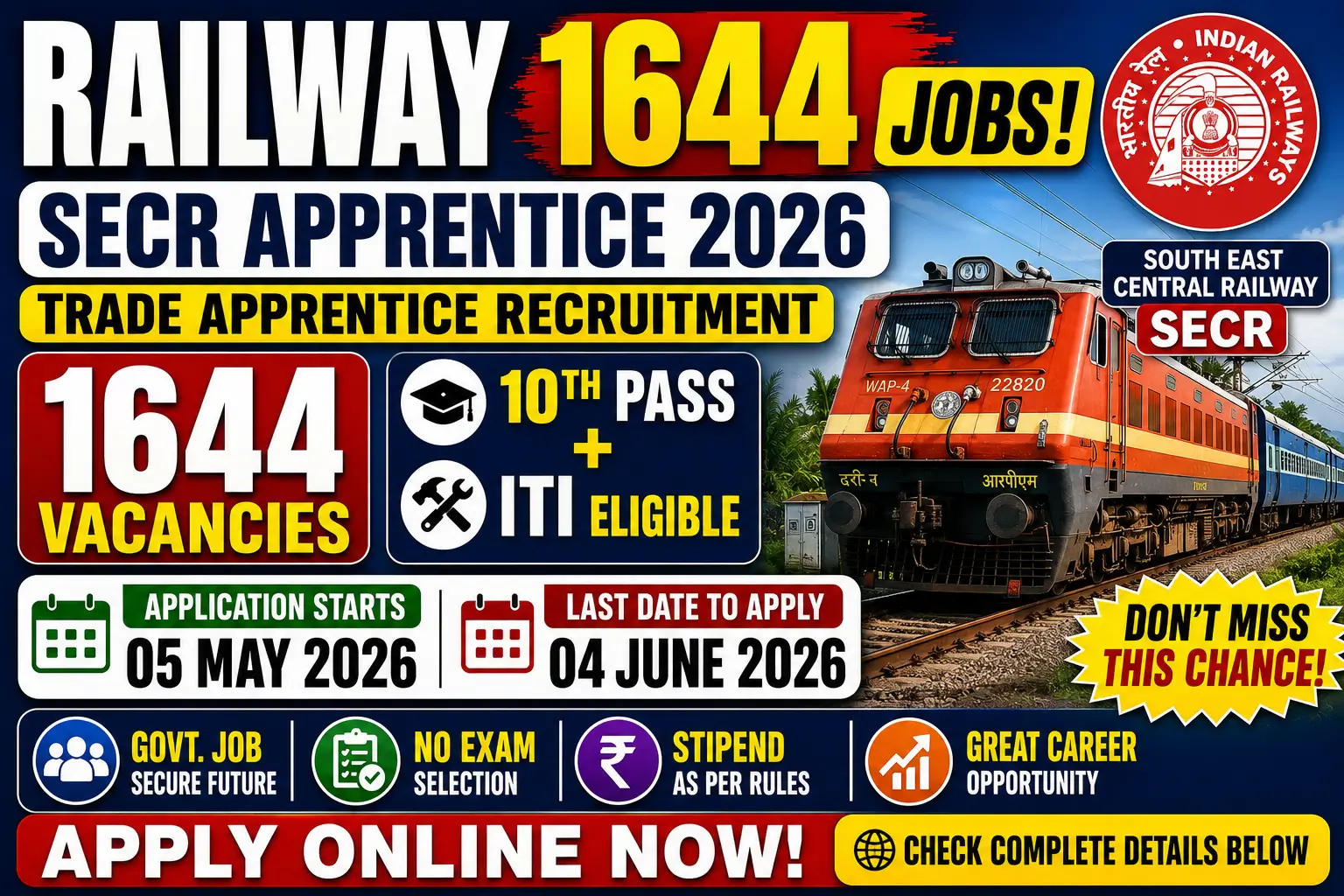 SECR Apprentice Recruitment 2026 Notification Out – Apply Online for Apprentice Posts